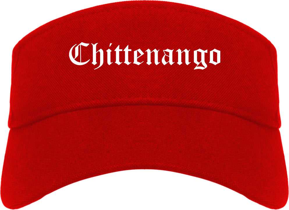 Chittenango New York NY Old English Mens Visor Cap Hat Red