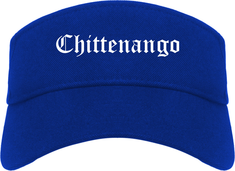 Chittenango New York NY Old English Mens Visor Cap Hat Royal Blue