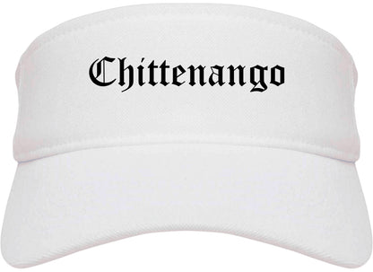 Chittenango New York NY Old English Mens Visor Cap Hat White