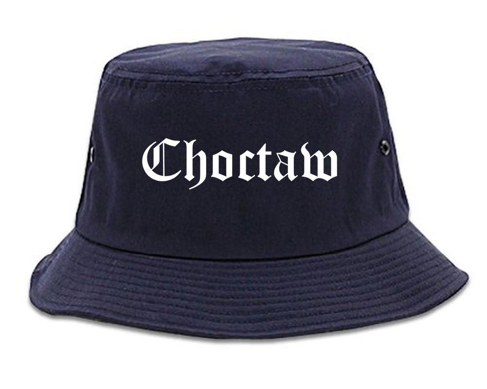 Choctaw Oklahoma OK Old English Mens Bucket Hat Navy Blue