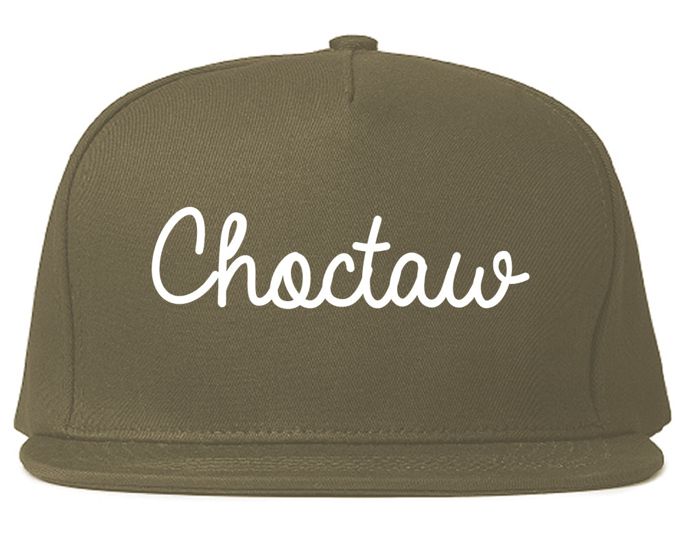 Choctaw Oklahoma OK Script Mens Snapback Hat Grey