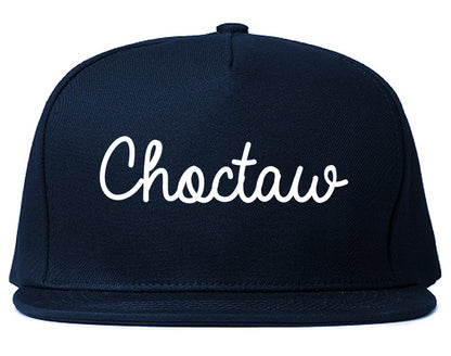 Choctaw Oklahoma OK Script Mens Snapback Hat Navy Blue