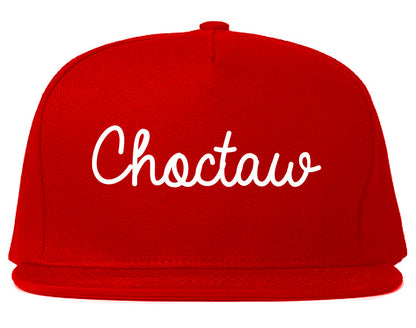 Choctaw Oklahoma OK Script Mens Snapback Hat Red