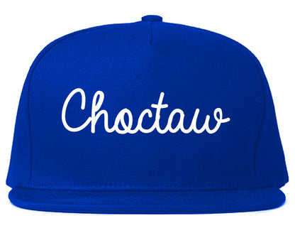 Choctaw Oklahoma OK Script Mens Snapback Hat Royal Blue