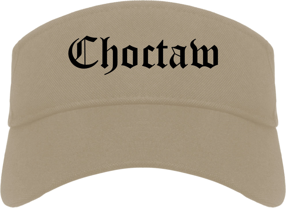 Choctaw Oklahoma OK Old English Mens Visor Cap Hat Khaki
