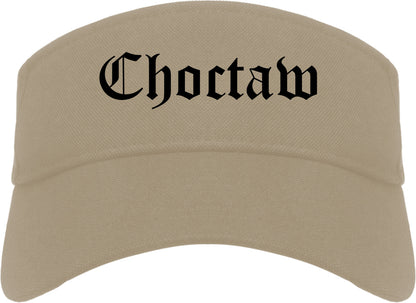 Choctaw Oklahoma OK Old English Mens Visor Cap Hat Khaki