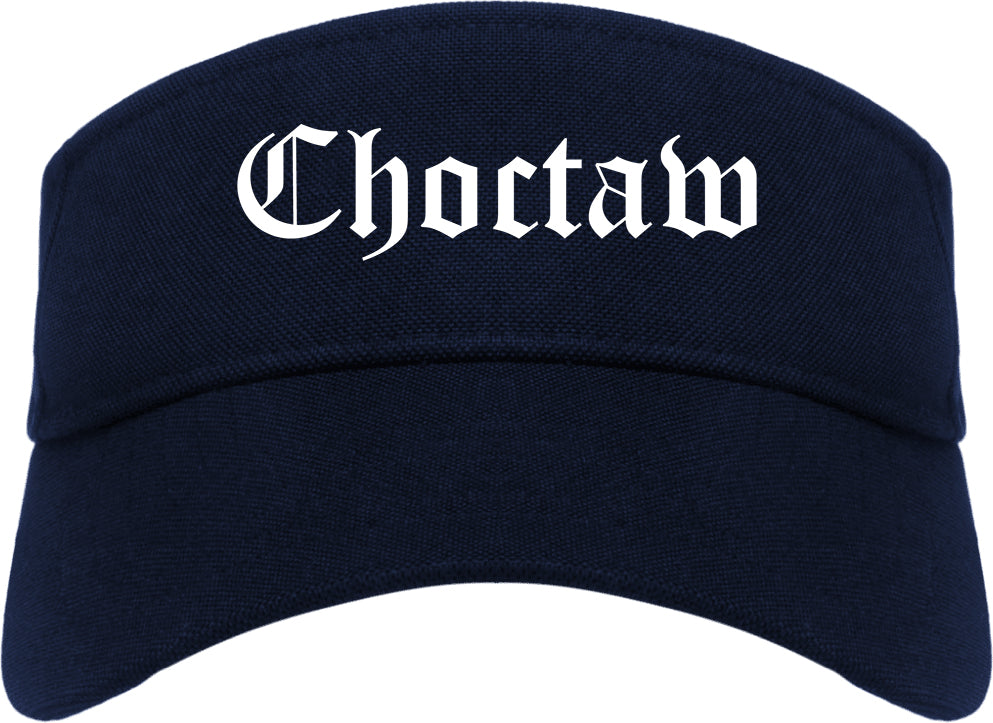 Choctaw Oklahoma OK Old English Mens Visor Cap Hat Navy Blue