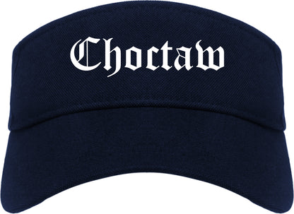 Choctaw Oklahoma OK Old English Mens Visor Cap Hat Navy Blue