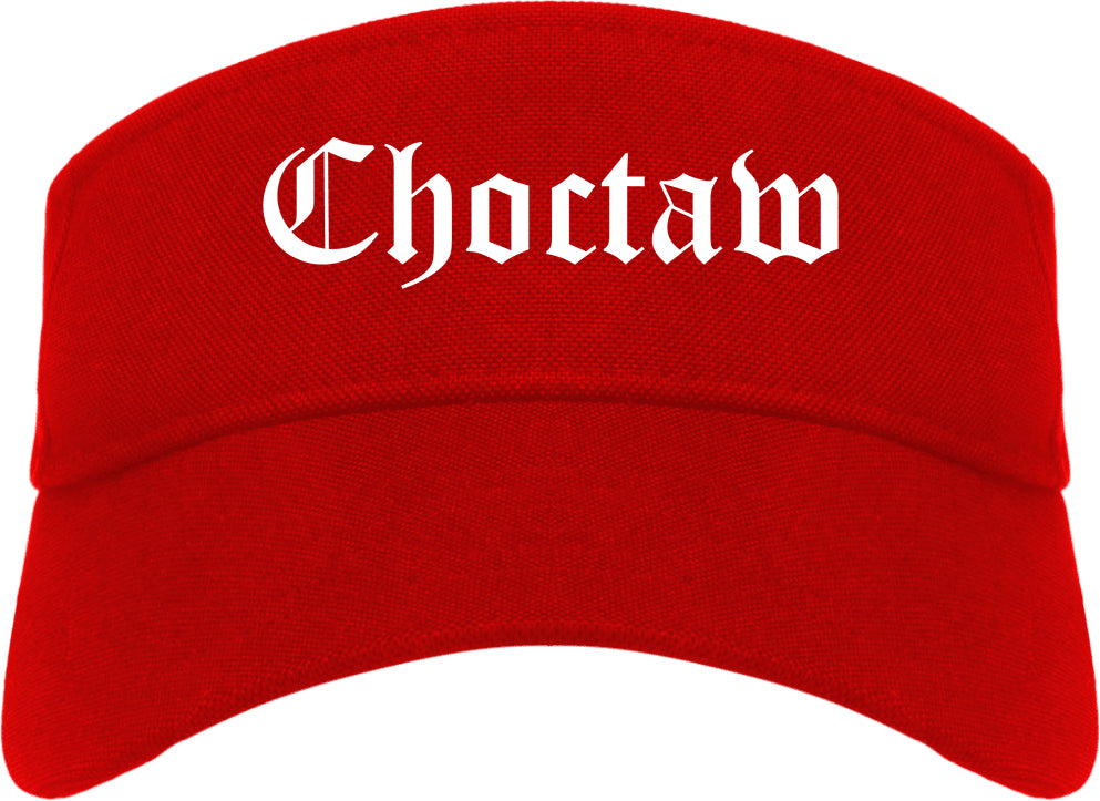 Choctaw Oklahoma OK Old English Mens Visor Cap Hat Red