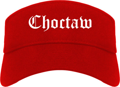 Choctaw Oklahoma OK Old English Mens Visor Cap Hat Red