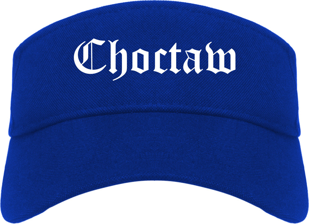 Choctaw Oklahoma OK Old English Mens Visor Cap Hat Royal Blue