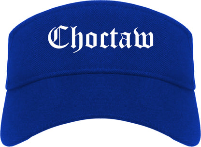 Choctaw Oklahoma OK Old English Mens Visor Cap Hat Royal Blue