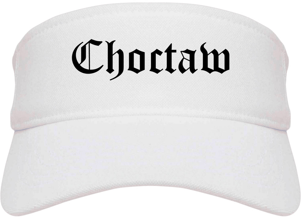 Choctaw Oklahoma OK Old English Mens Visor Cap Hat White