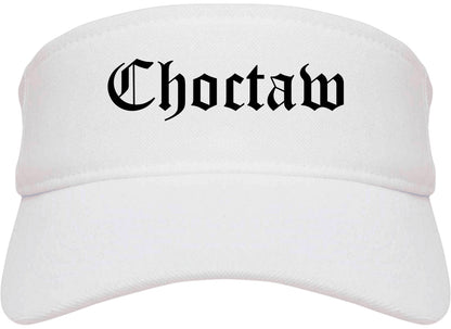 Choctaw Oklahoma OK Old English Mens Visor Cap Hat White