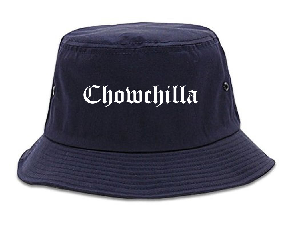 Chowchilla California CA Old English Mens Bucket Hat Navy Blue