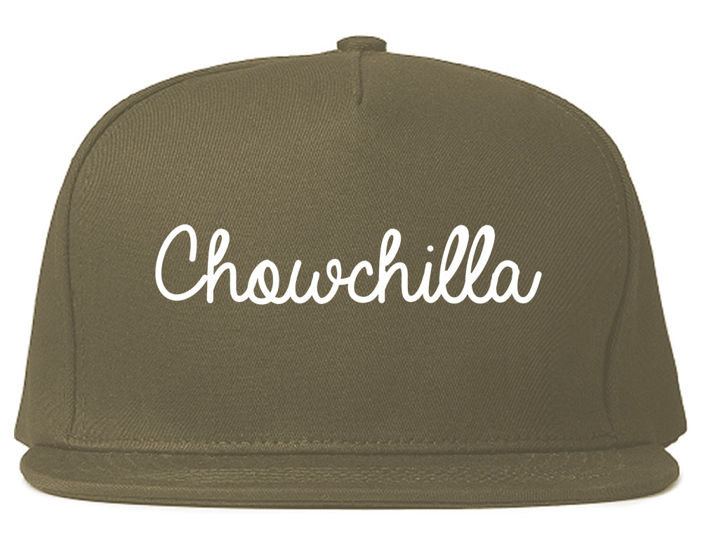 Chowchilla California CA Script Mens Snapback Hat Grey