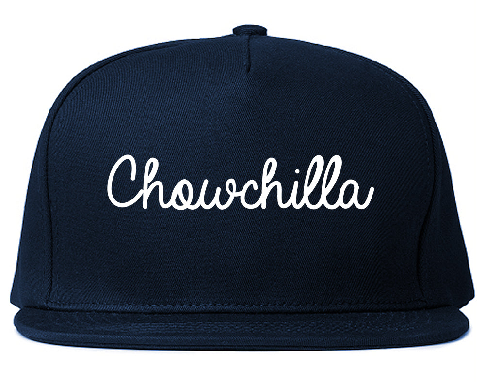 Chowchilla California CA Script Mens Snapback Hat Navy Blue