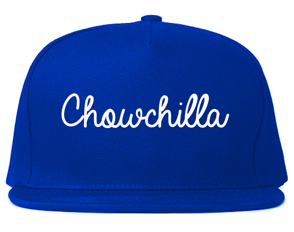 Chowchilla California CA Script Mens Snapback Hat Royal Blue