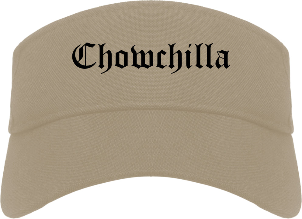 Chowchilla California CA Old English Mens Visor Cap Hat Khaki