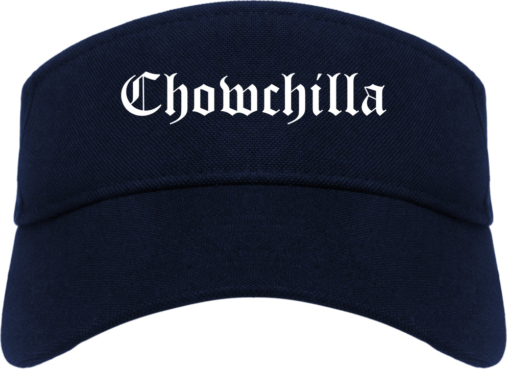 Chowchilla California CA Old English Mens Visor Cap Hat Navy Blue