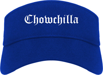 Chowchilla California CA Old English Mens Visor Cap Hat Royal Blue