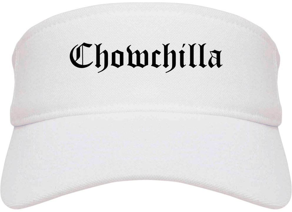 Chowchilla California CA Old English Mens Visor Cap Hat White