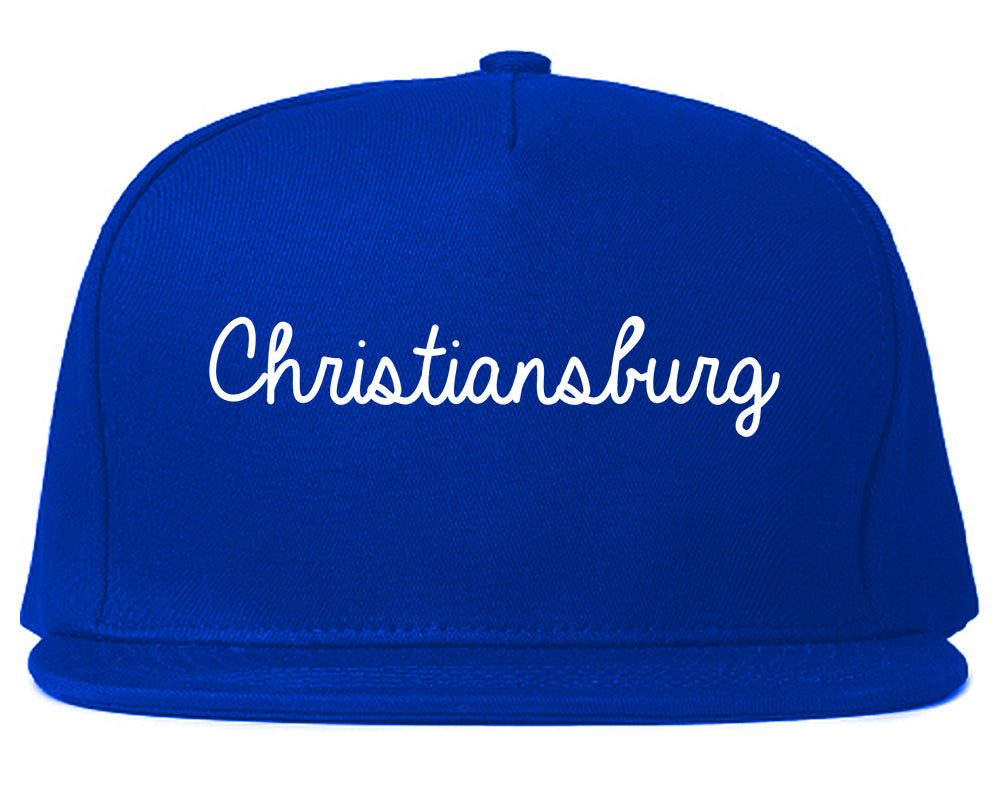 Christiansburg Virginia VA Script Mens Snapback Hat Royal Blue
