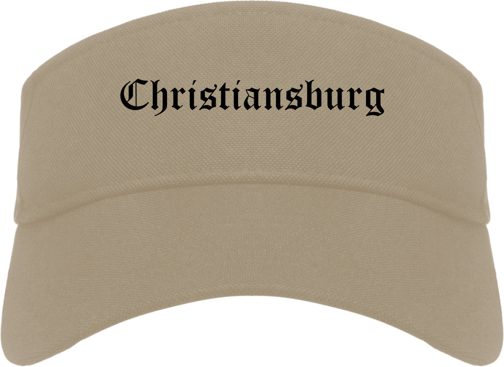 Christiansburg Virginia VA Old English Mens Visor Cap Hat Khaki