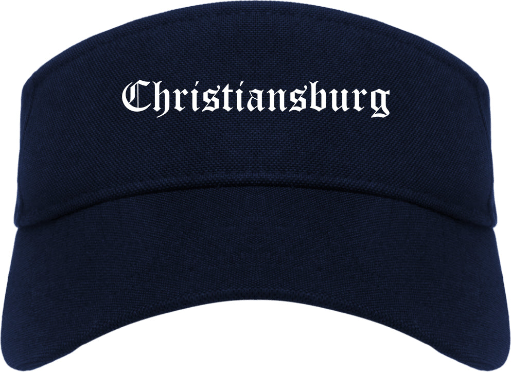 Christiansburg Virginia VA Old English Mens Visor Cap Hat Navy Blue