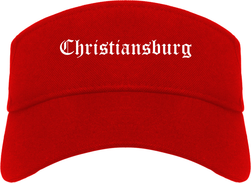 Christiansburg Virginia VA Old English Mens Visor Cap Hat Red