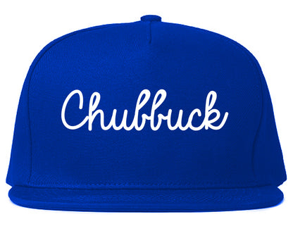 Chubbuck Idaho ID Script Mens Snapback Hat Royal Blue