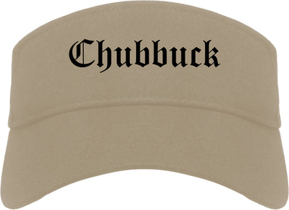 Chubbuck Idaho ID Old English Mens Visor Cap Hat Khaki