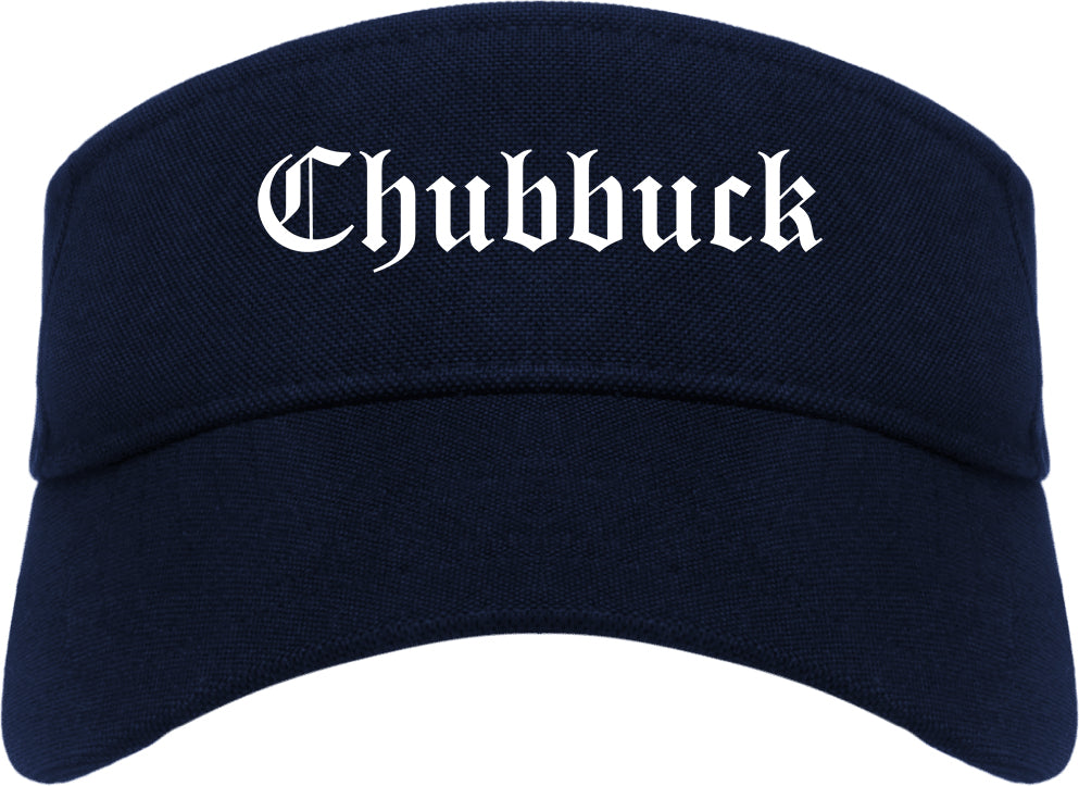 Chubbuck Idaho ID Old English Mens Visor Cap Hat Navy Blue