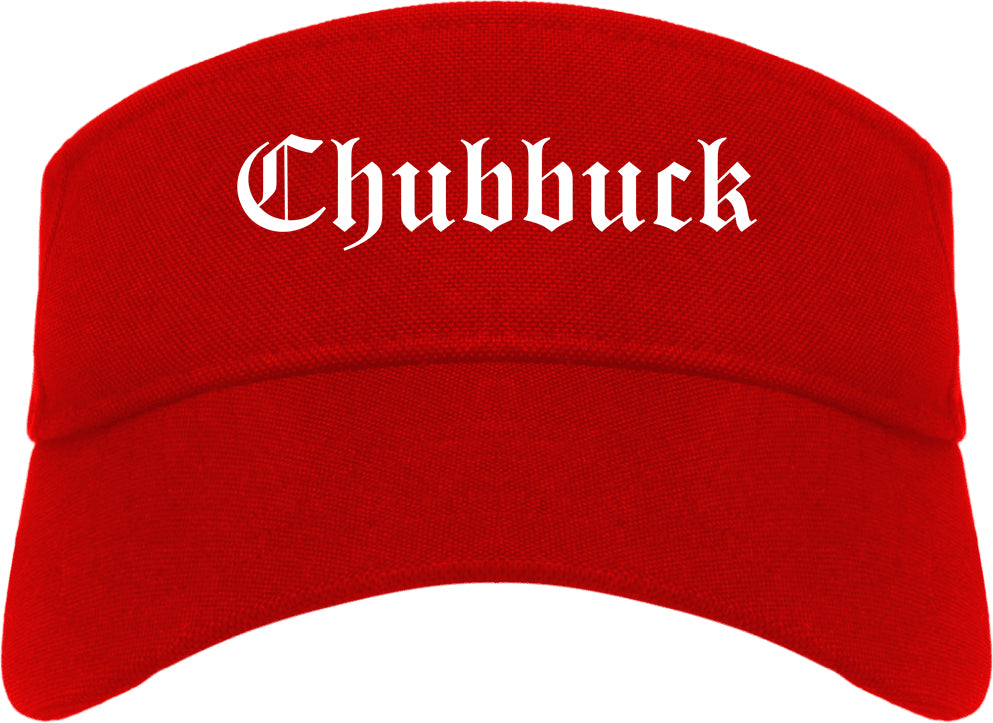Chubbuck Idaho ID Old English Mens Visor Cap Hat Red