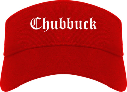Chubbuck Idaho ID Old English Mens Visor Cap Hat Red