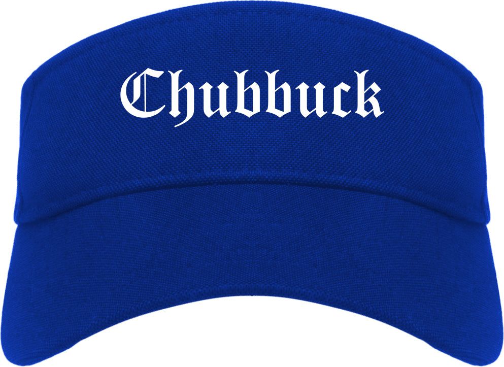 Chubbuck Idaho ID Old English Mens Visor Cap Hat Royal Blue