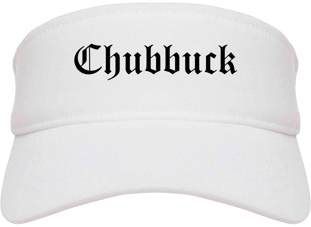 Chubbuck Idaho ID Old English Mens Visor Cap Hat White