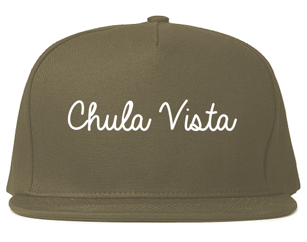 Chula Vista California CA Script Mens Snapback Hat Grey