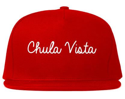 Chula Vista California CA Script Mens Snapback Hat Red