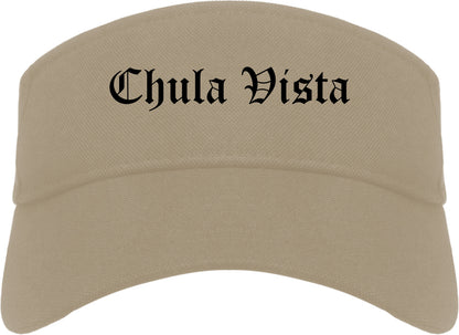 Chula Vista California CA Old English Mens Visor Cap Hat Khaki