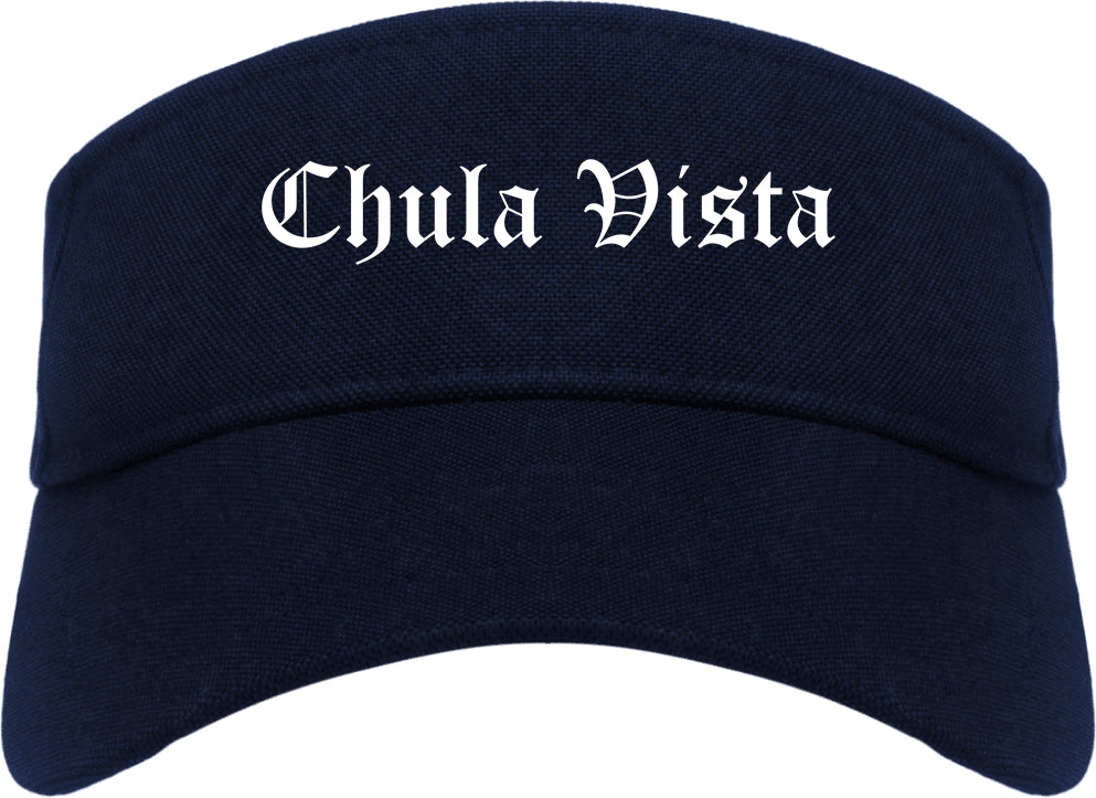 Chula Vista California CA Old English Mens Visor Cap Hat Navy Blue