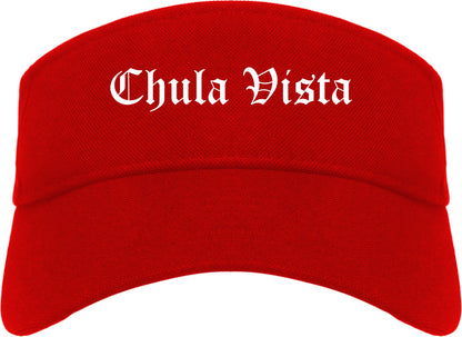 Chula Vista California CA Old English Mens Visor Cap Hat Red