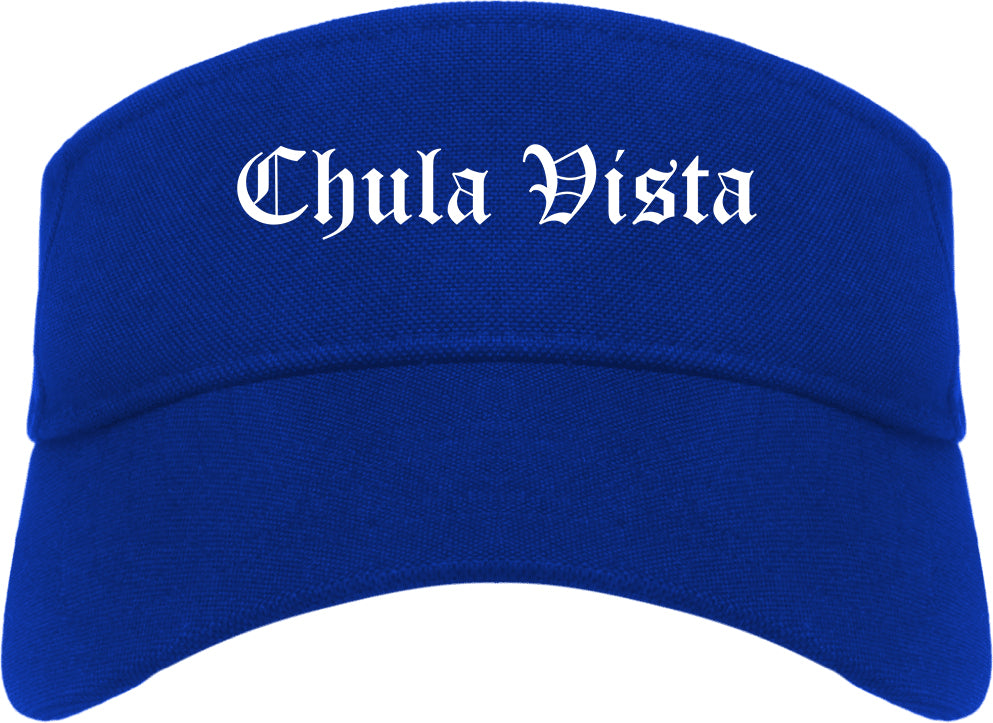 Chula Vista California CA Old English Mens Visor Cap Hat Royal Blue