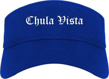 Chula Vista California CA Old English Mens Visor Cap Hat Royal Blue