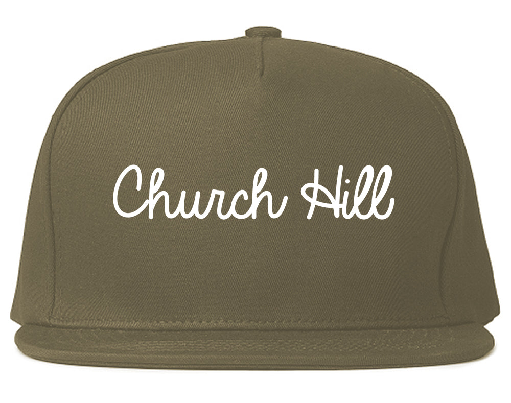 Church Hill Tennessee TN Script Mens Snapback Hat Grey