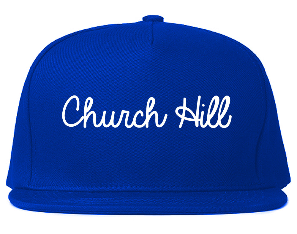 Church Hill Tennessee TN Script Mens Snapback Hat Royal Blue