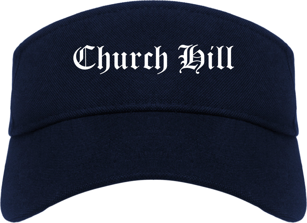 Church Hill Tennessee TN Old English Mens Visor Cap Hat Navy Blue