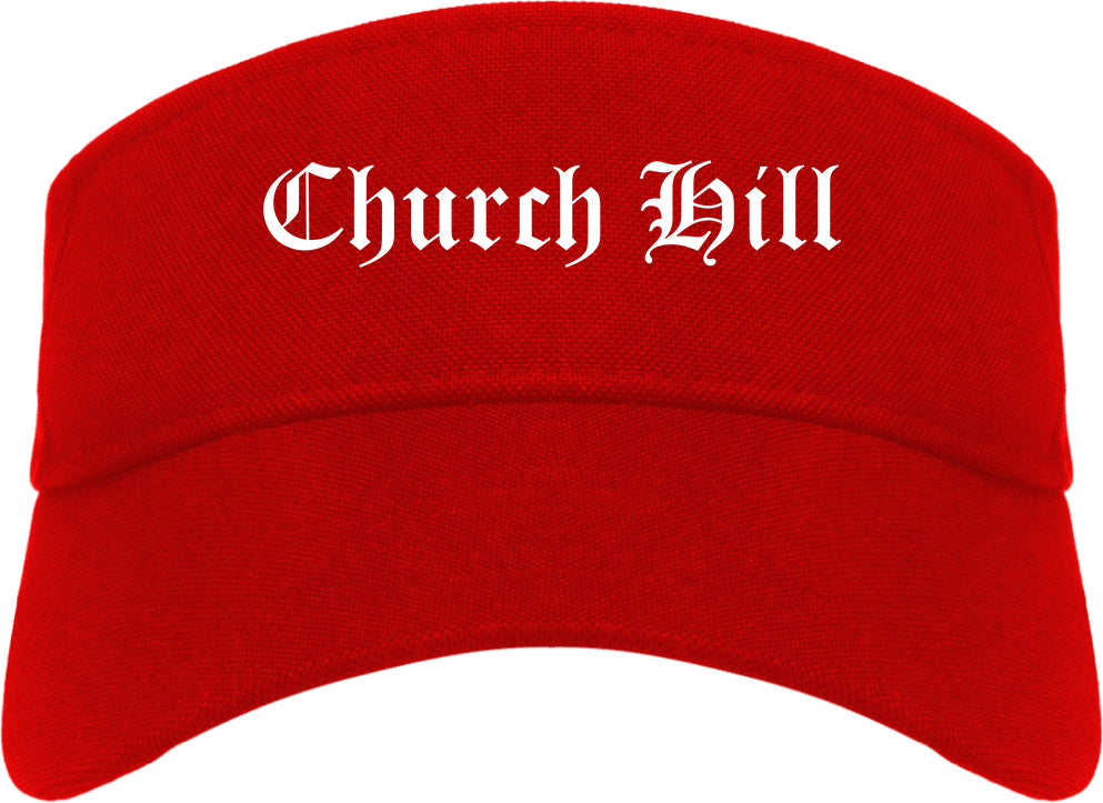 Church Hill Tennessee TN Old English Mens Visor Cap Hat Red