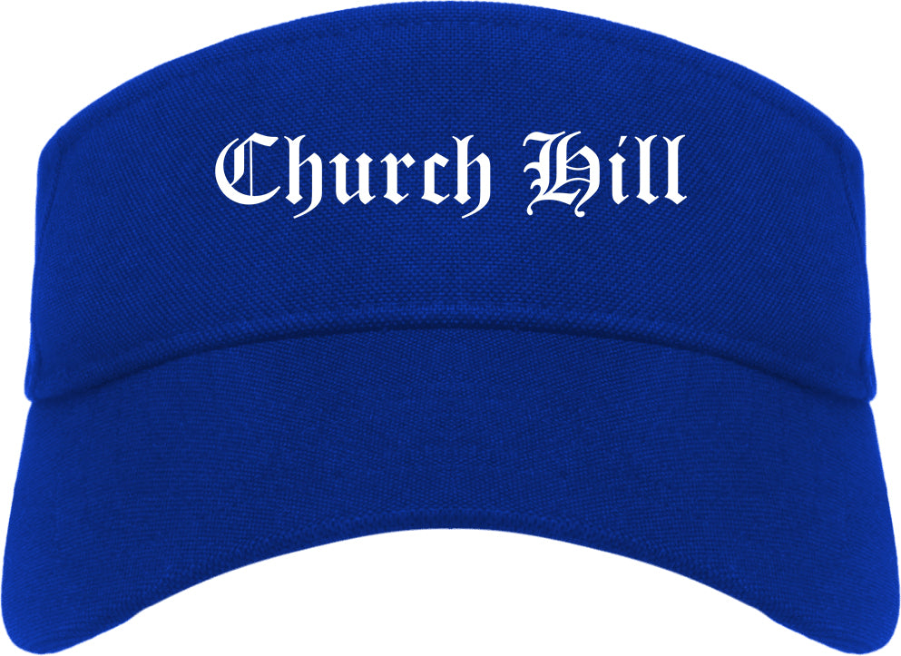 Church Hill Tennessee TN Old English Mens Visor Cap Hat Royal Blue