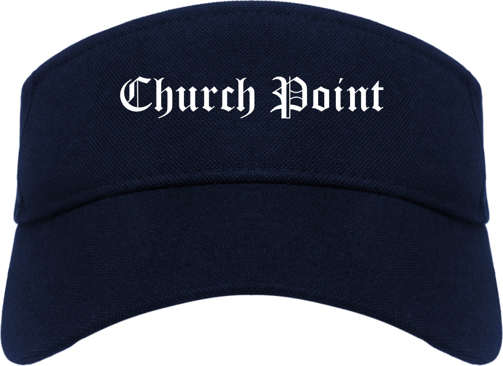 Church Point Louisiana LA Old English Mens Visor Cap Hat Navy Blue